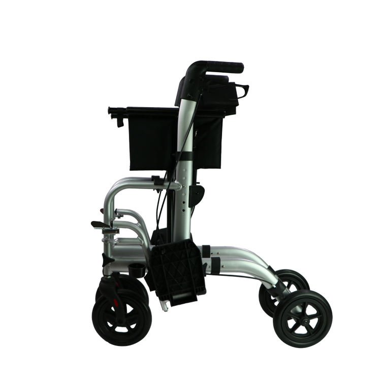 Medical Foldable Aluminum Rollator Wheelchair with Footrest Light Weight Mobility Walker - Image 4