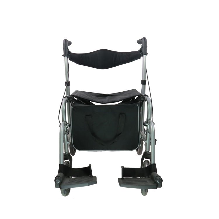 Medical Foldable Aluminum Rollator Wheelchair with Footrest Light Weight Mobility Walker - Image 2
